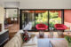 red Platner chairs and atrium