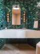 modern mosaics emerald green fish scales tile in bathroom