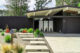San Mateo Eichler exterior black and white color scheme and geometric walkway