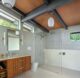 walk in shower in master bath in renovated Pacific Northwest Modern home