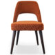 orange upholstered dining chair with walnut wood legs