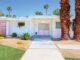 pink breeze block in Palm Springs home exterior