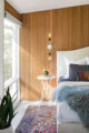 wood paneling in bedroom of 1960 Washington home