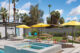 jacuzzi and fountain feature in backyard of Palm Springs William Krisel home