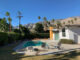 backyard of Palm Springs Krisel home with butterfly roofline prior to renovation
