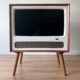 custom built retro inspired TV frame for modern flat screen TV